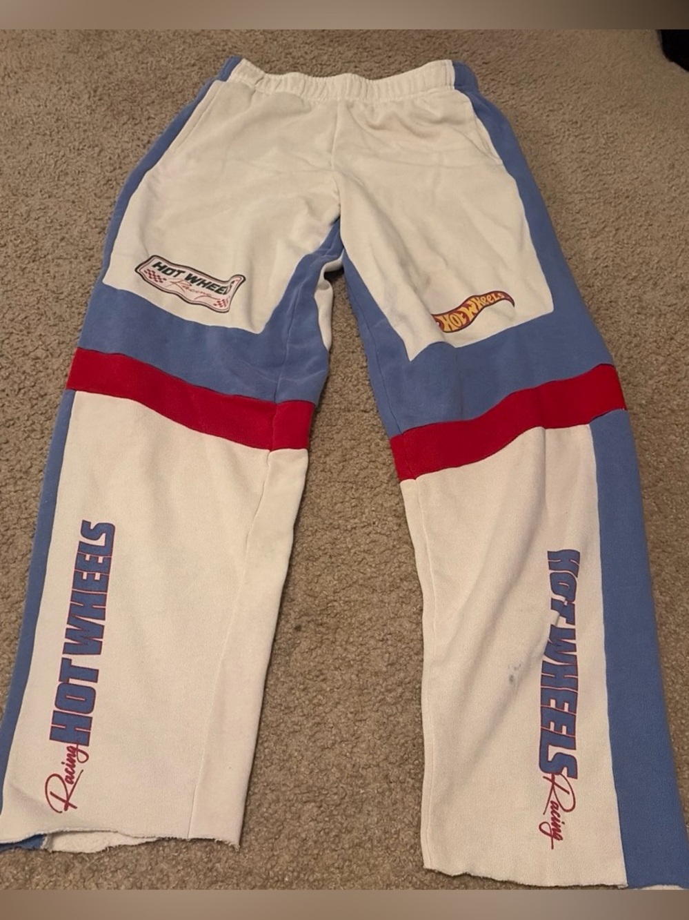 Marvel Hot Wheels Colorblock Sweatpants - White, Blue & Red